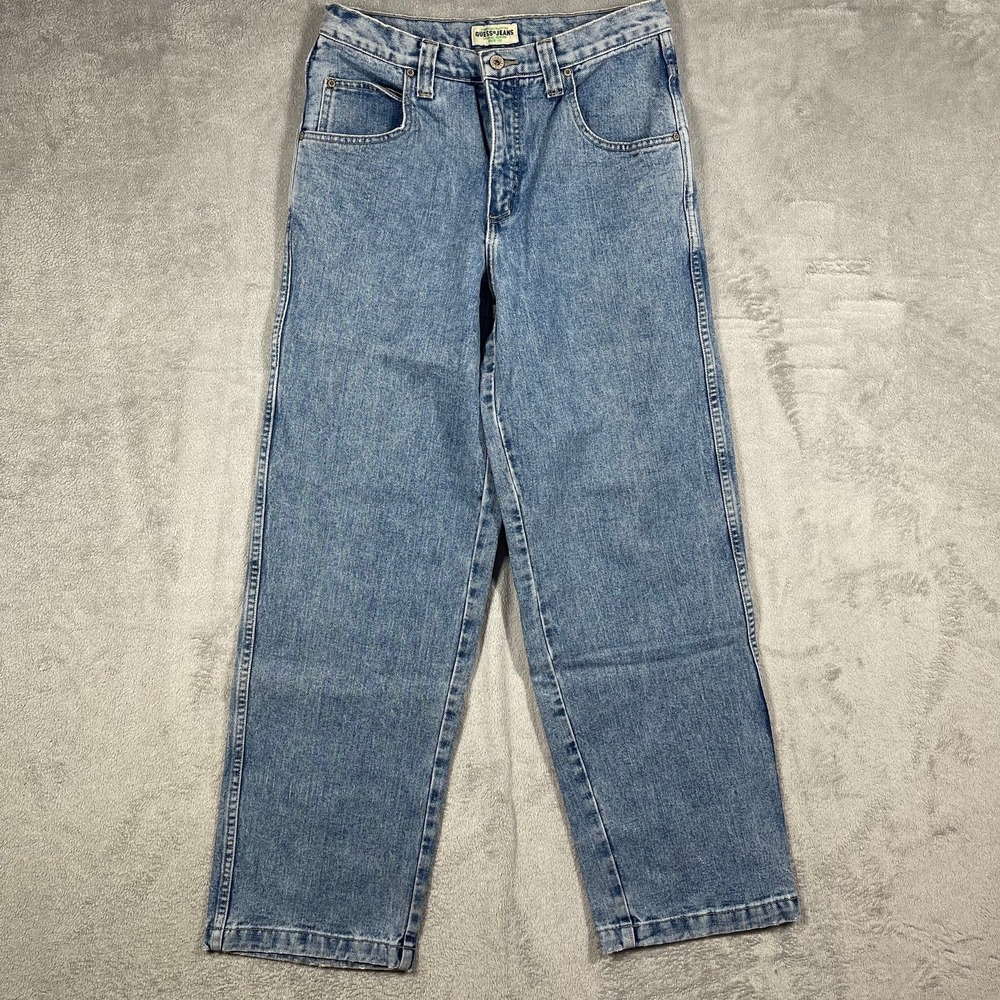 Guess Jeans Straight Leg Men 30(29)x32(31.5) Blue Vintage Made in USA 10133-32